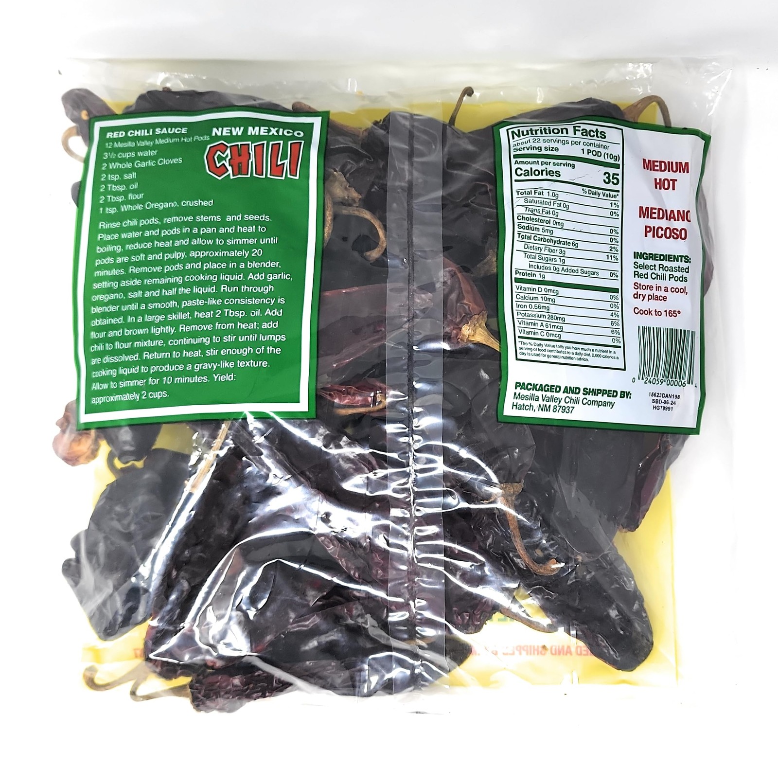 Barkers Dried Red Chili Pods 8 Ounce Authentic Hatch Valley New Mexico Spice