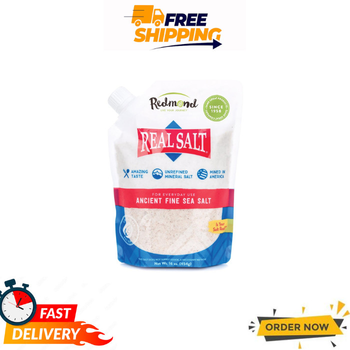 Redmond Real Salt – Ancient Fine Sea Salt, Unrefined Mineral Salt, 16 Ounce