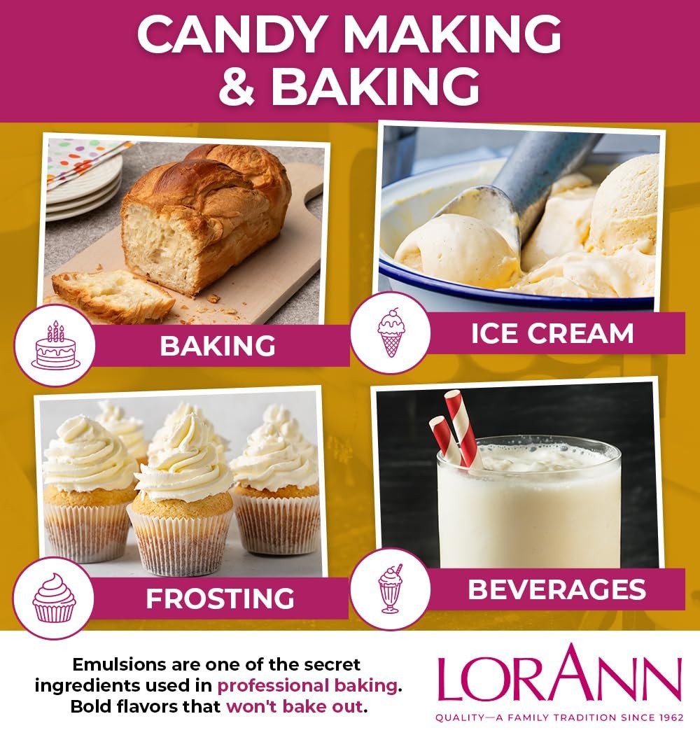 LorAnn Butter Vanilla Bakery Emulsion, 4 oz – Intense Butter Vanilla Flavor E…