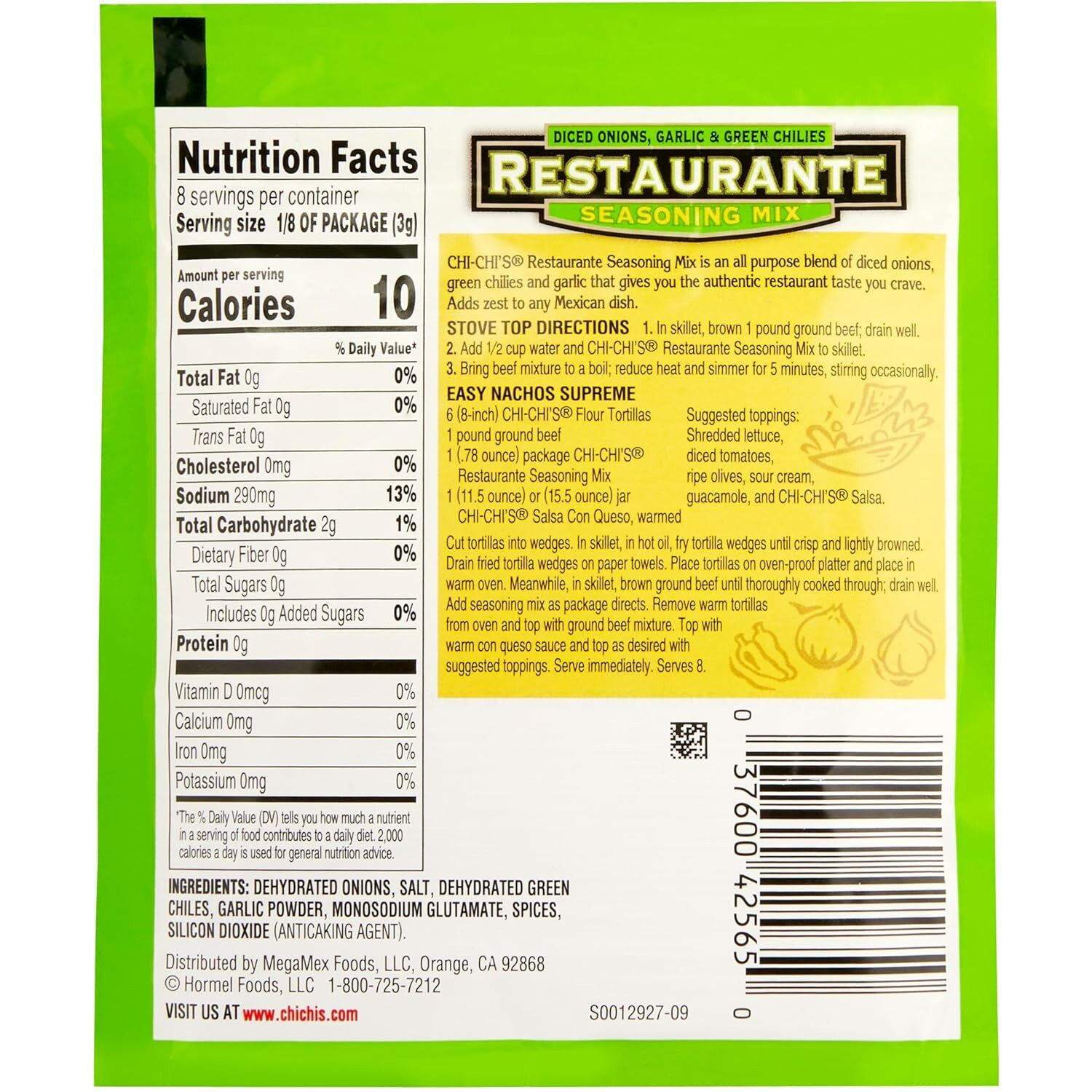 Spicy Fiesta Restaurante Taco Seasoning Mix by Chi Chi’s – 0.78 oz (Pack of 8)