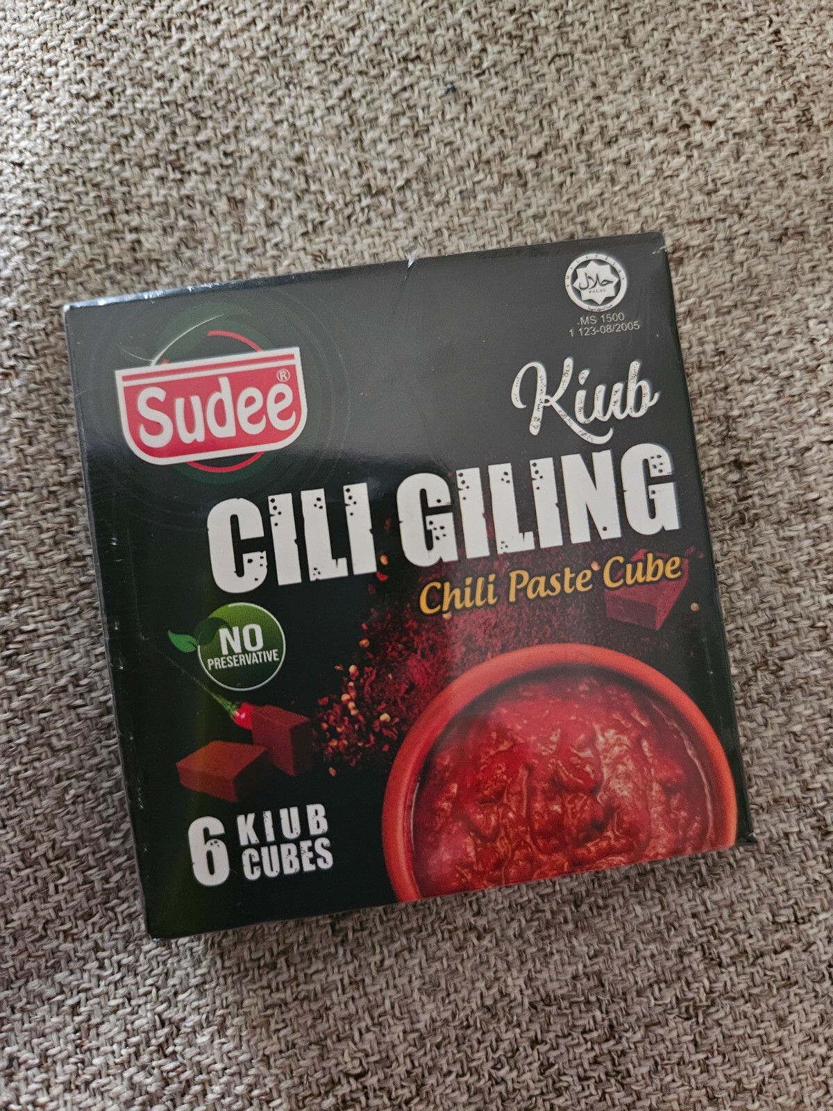 Sudee Kiub Cili Giling – Chili Paste Cube, HALAL, 6 cubes/pack x 10 packs