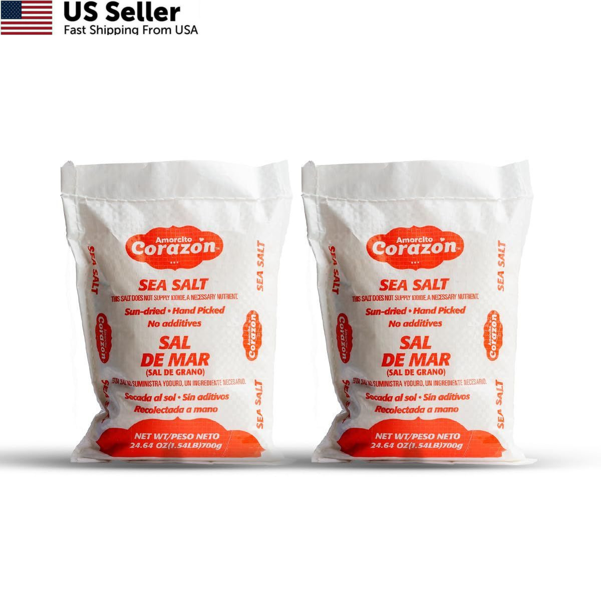 Amorcito Corazón – Coarse Sea Salt – Natural 24.64 Ounce (Pack of 2), White