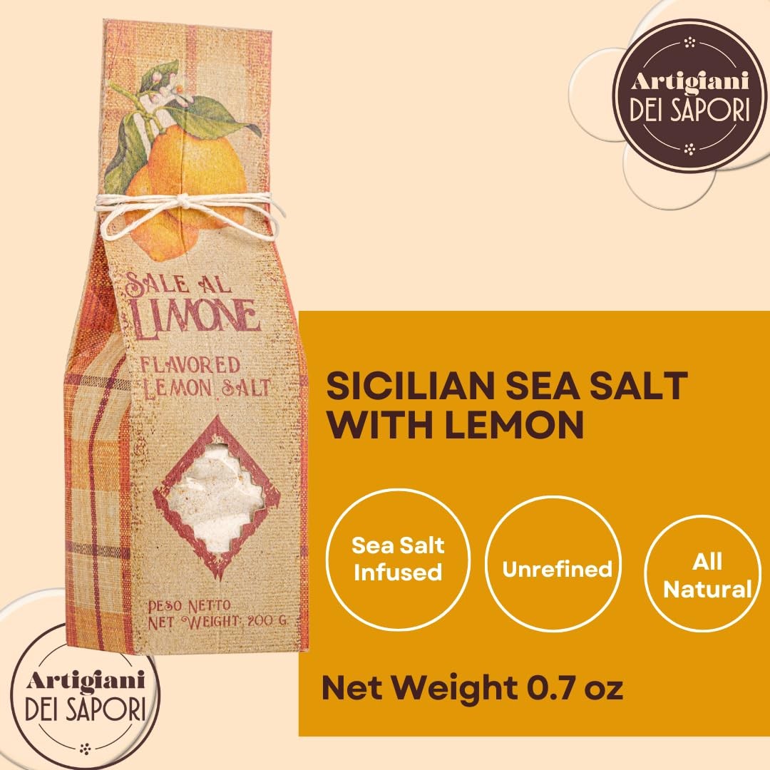 ARTIGIANI DEI SAPORI – Sicilian Sea Salt with Lemon 7 Ounce (Pack of 1)