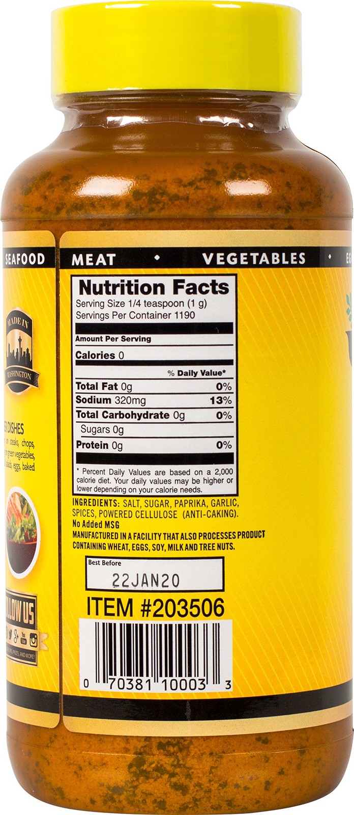 Johnny’s Seasoning Salt, No Msg, 42 Oz