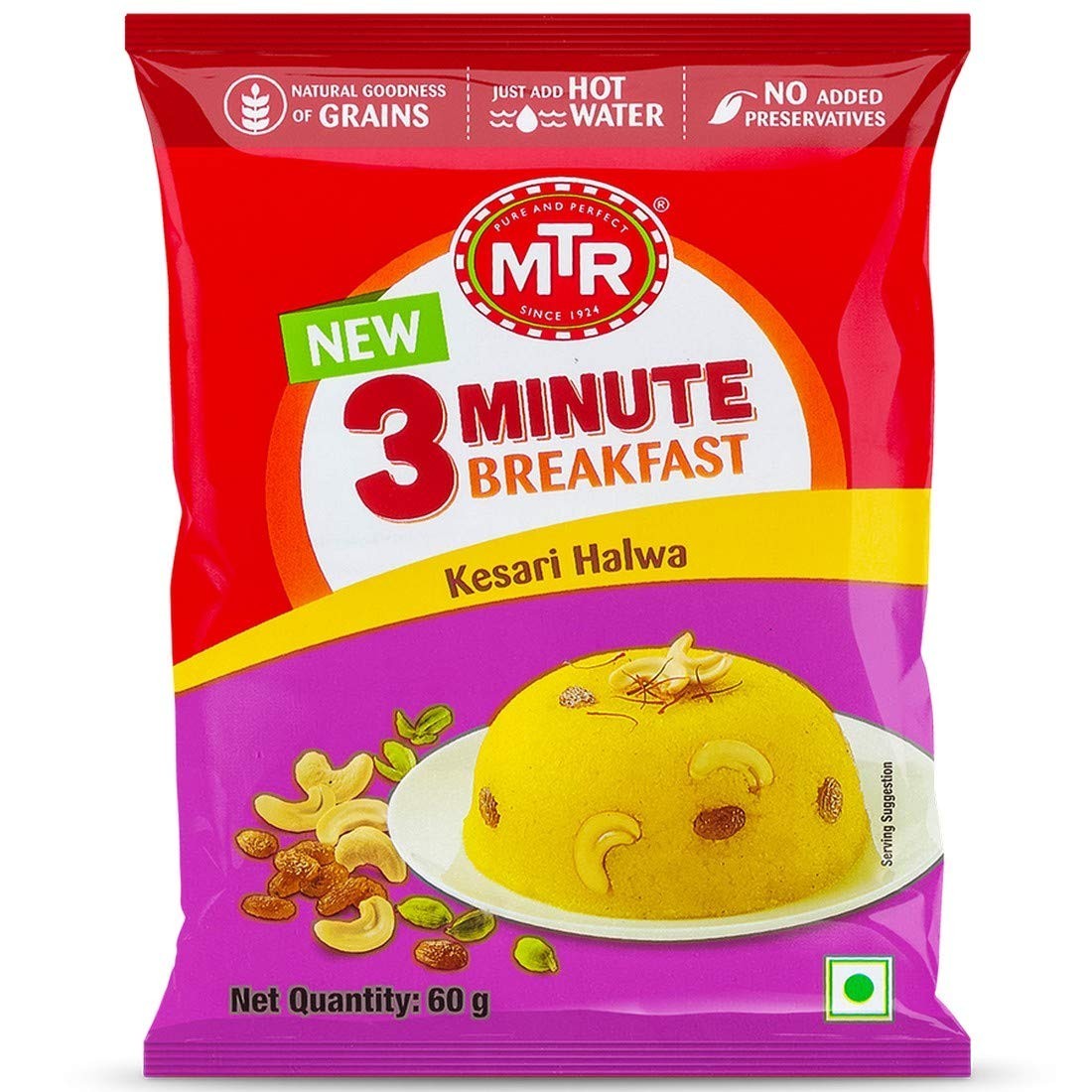 MTR 3 Mins Breakfast Kesari Halwa Pouch 60Gm