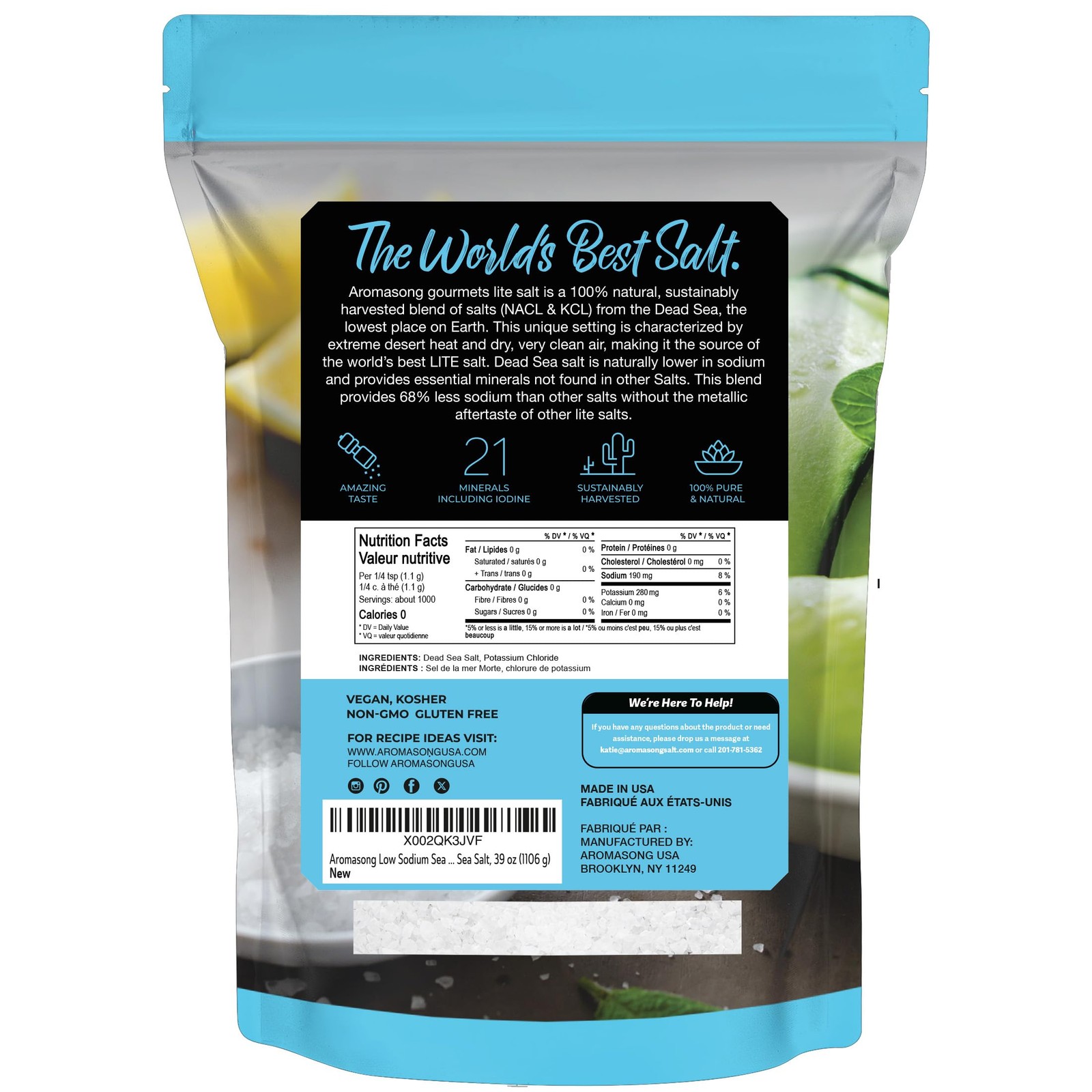 Low Sodium Sea Salt 100% Natural Fine Grain Dead Sea Potassium Chloride with …