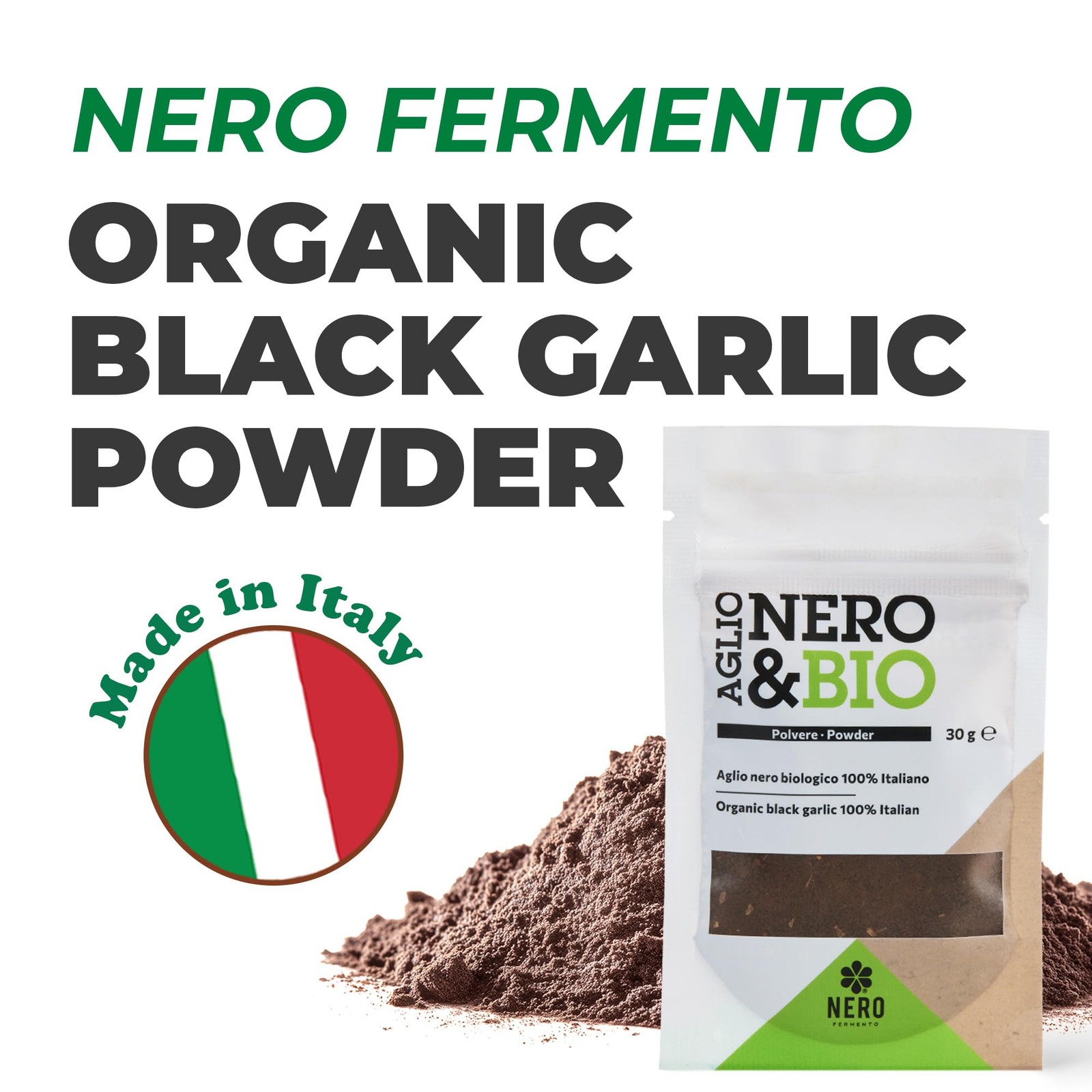 Organic Black Garlic Powder, 30gr – Produced by Natural Fermentation of “Vogh…