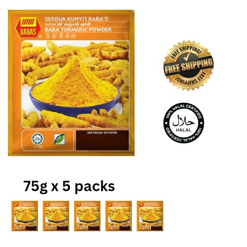 Turmeric Powder Baba’s 75G Pure Dry Turmeric Blended Traditional x 5 PACKS