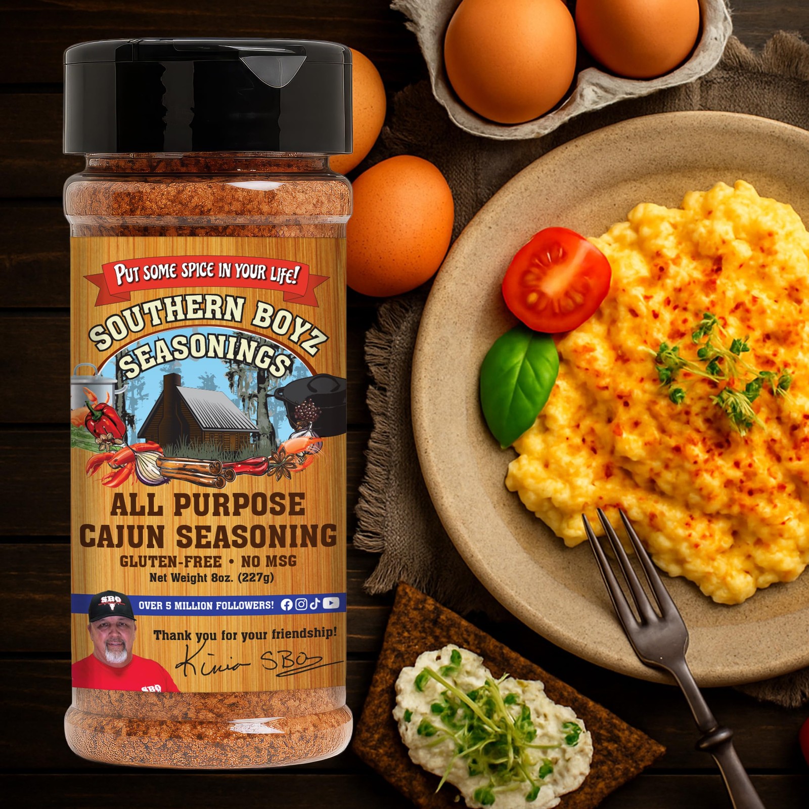 Cajun Seasoning – Gluten-Free, No MSG, 8 oz Shaker for Meats, Seafood,